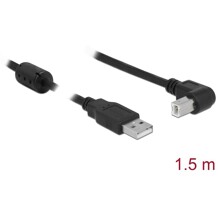 Przewód USB 2.0 typ A męski - USB 2.0 typ B męski kątowy 1,5m czarny Delock 84810