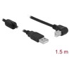 Przewód USB 2.0 typ A męski - USB 2.0 typ B męski kątowy 1,5m czarny Delock 84810