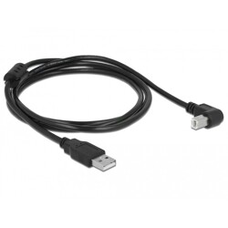 Przewód USB 2.0 typ A męski - USB 2.0 typ B męski kątowy 1,5m czarny Delock 84810