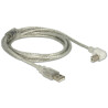 Przewód USB 2.0 typ A męski - USB 2.0 typ B męski kątowy 2m przezroczysty Delock 84814