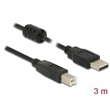 Przewód z wtykiem męskim USB 2.0 typ A - wtyk męski USB 2.0 typ B 3m czarny Delock 84898