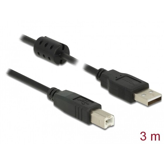 Przewód z wtykiem męskim USB 2.0 typ A - wtyk męski USB 2.0 typ B 3m czarny Delock 84898