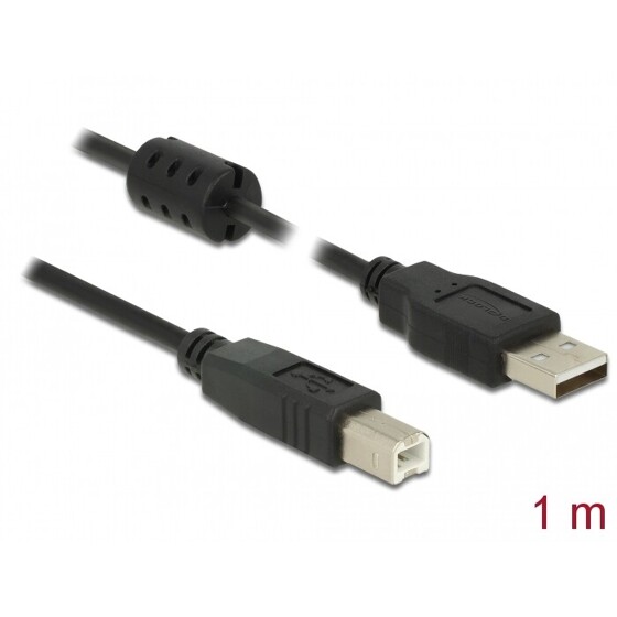 Przewód z wtykiem męskim USB 2.0 typ A - wtyk męski USB 2.0 typ B 1m czarny Delock 84895