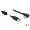 Przewód USB 2.0 typ A męski - USB 2.0 typ B męski kątowy 1m czarny Delock 83519