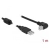 Przewód USB 2.0 typ A męski - USB 2.0 typ B męski kątowy 1m czarny Delock 83519