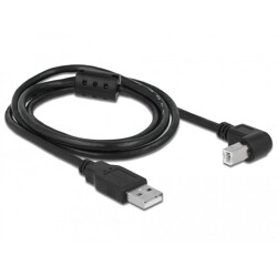Przewód USB 2.0 typ A męski - USB 2.0 typ B męski kątowy 1m czarny Delock 83519