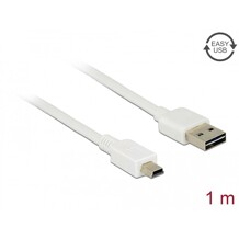 Przewód USB 2.0 typ A na USB 2.0 typ mini-B 1m biały Delock 85157