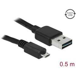 Przewód USB 2.0 typ A na USB 2.0 typ micro-B 50cm czarny Delock 85156