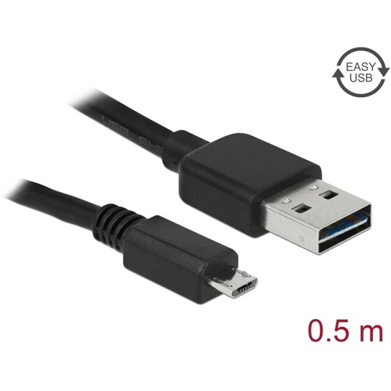 Przewód USB 2.0 typ A na USB 2.0 typ micro-B 50cm czarny Delock 85156