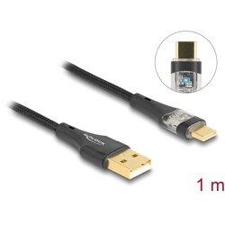Kabel USB 2.0 typ A męski na USB-C męski z funkcją szybkiego ładowania 60W przezroczysty 1m Delock 80760
