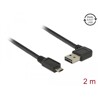 Przewód USB 2.0 typ A na micro-B kątowy 2m czarny Delock 85166