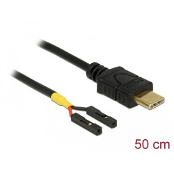 Kabel USB-C męski - 2x pin header żeński oddzielnie zasilanie 50cm Delock 85473