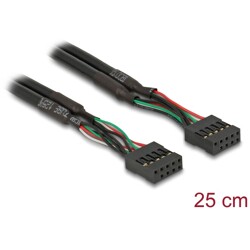 Przedłużacz USB wewnętrzny 2x 10pin żeńsko-żeński 50cm raster 2,54mm 25cm Delock 82029