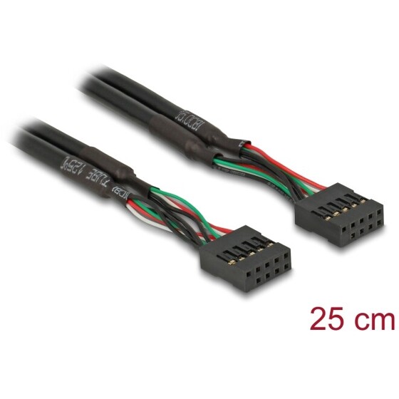 Przedłużacz USB wewnętrzny 2x 10pin żeńsko-żeński 50cm raster 2,54mm 25cm Delock 82029