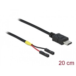 Kabel USB-C męski - 2x pin header żeński oddzielnie zasilanie 20cm Delock 85395