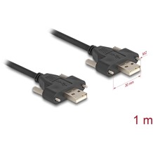 Kabel USB 2.0 typ A męsko-męski ze śrubami 1m czarny Delock 80479