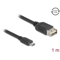 Kabel USB 2.0 EASY USB typ micro-B męski na EASY USB typ A żeński 1m Delock 81518