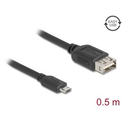 Kabel USB 2.0 EASY USB typ micro-B męski na EASY USB typ A żeński 50cm Delock 81517