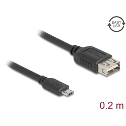 Kabel USB 2.0 EASY USB typ micro-B męski na EASY USB typ A żeński 20cm Delock 81516
