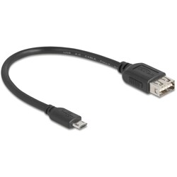 Kabel USB 2.0 EASY USB typ micro-B męski na EASY USB typ A żeński 20cm Delock 81516
