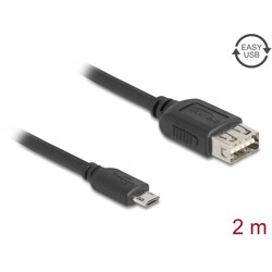 Kabel USB 2.0 EASY USB typ micro-B męski na EASY USB typ A żeński 2m Delock 81519