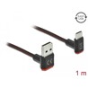 Przewód EASY-USB 2.0 typ A męski do USB-C wtyk męski kątowy w górę / w dół 1m czarny Delock 85276