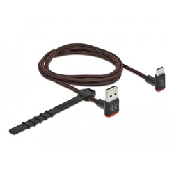 Przewód EASY-USB 2.0 typ A męski do USB-C wtyk męski kątowy w górę / w dół 1m czarny Delock 85276