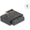 Przejściówka pin header żeńska USB 5Gbps na wewnętrzny żeński klucz A kątowa z obudową Delock 67241