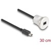 Złącze żeńskie USB 2.0 mini-B wbudowane z wtyczką kablową 30cm aluminiowe Delock 88186