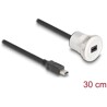 Złącze żeńskie USB 2.0 mini-B wbudowane z wtyczką kablową 30cm aluminiowe Delock 88186