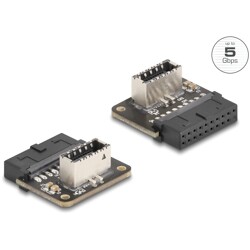 Przejściówka pin header żeńska USB 5Gbps na wewnętrzny żeński klucz A kątowa Delock 67239