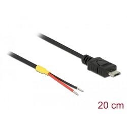 Przewód USB 2.0 micro-B wtyk męski - 2x wyprowadzenia zasilania 20cm Raspberry Pi Delock 85541