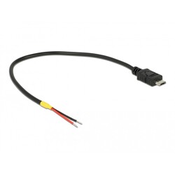 Przewód USB 2.0 micro-B wtyk męski - 2x wyprowadzenia zasilania 20cm Raspberry Pi Delock 85541 Przewód USB 2.0 micro-B wtyk męski - 2x wyprowadzenia zasilania 20cm Raspberry Pi Delock 85541