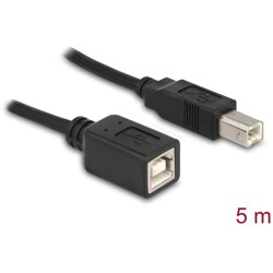 Kabel USB 2.0 B wtyk - USB 2.0 B gniazdo przedłużacz 5m czarny Delock 83429