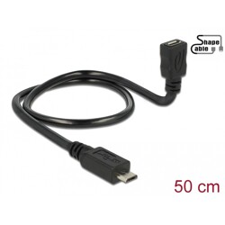 Kabel USB 2.0 micro B wtyk - USB 2.0 micro B gniazdo OTG giętki 50cm Delock 83925