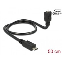 Kabel USB 2.0 micro B wtyk - USB 2.0 micro B gniazdo OTG giętki 50cm Delock 83925