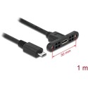 Przewód USB 2.0 micro-B wtyk żeński do zabudowy panel. - USB 2.0 micro-B wtyk męski 1m Delock 85246