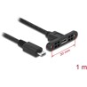 Przewód USB 2.0 micro-B wtyk żeński do zabudowy panel. - USB 2.0 micro-B wtyk męski 1m Delock 85246