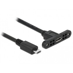 Przewód USB 2.0 micro-B wtyk żeński do zabudowy panel. - USB 2.0 micro-B wtyk męski 1m Delock 85246