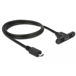 Przewód USB 2.0 micro-B wtyk żeński do zabudowy panel. - USB 2.0 micro-B wtyk męski 1m Delock 85246