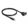 Kabel SuperSpeed USB 10Gbps USB-C męski na USB typ A żeński 1m do montażu w panelu czarny Delock 87826