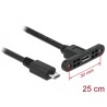 Przewód USB 2.0 micro-B wtyk żeński do zabudowy panel. - USB 2.0 micro-B wtyk męski 25cm Delock 85245