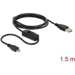 Kabel USB 2.0 A wtyk - USB 2.0 micro B wtyk z przełącznikiem 1,5m Delock 84803