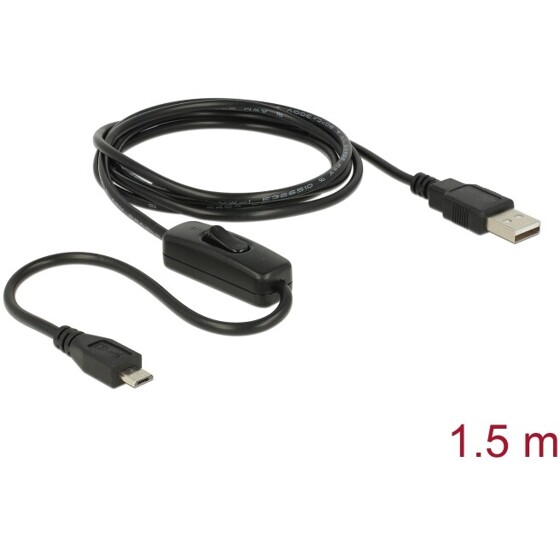 Kabel USB 2.0 A wtyk - USB 2.0 micro B wtyk z przełącznikiem 1,5m Delock 84803