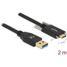 Kabel SuperSpeed USB 10Gbps typ A męski do USB-C męski ze śrubami po bokach 2m Delock 84019