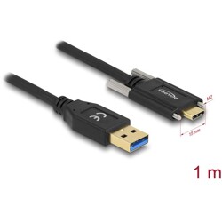 Kabel SuperSpeed USB 10Gbps typ A męski do USB-C męski ze śrubami po bokach 1m Delock 83718