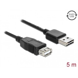 Przedłużacz USB 2.0 typ A na USB 2.0 typ A żeński 5m czarny Delock 83373