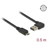 Przewód USB 2.0 typ A na micro-B kątowy 50cm czarny Delock 85164