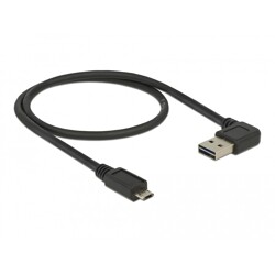 Przewód USB 2.0 typ A na micro-B kątowy 50cm czarny Delock 85164 Przewód USB 2.0 typ A na micro-B kątowy 50cm czarny Delock 85164