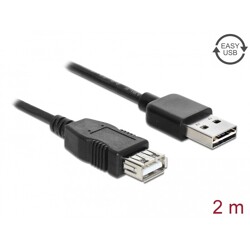 Przedłużacz USB 2.0 typ A na USB 2.0 typ A żeński 2m czarny Delock 83371